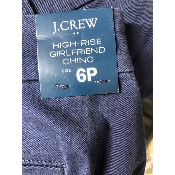 J. Crew High Rise Girlfriend Pants Petite Straight Leg Chino Pant Navy NWT P6 - Picture 6 of 11